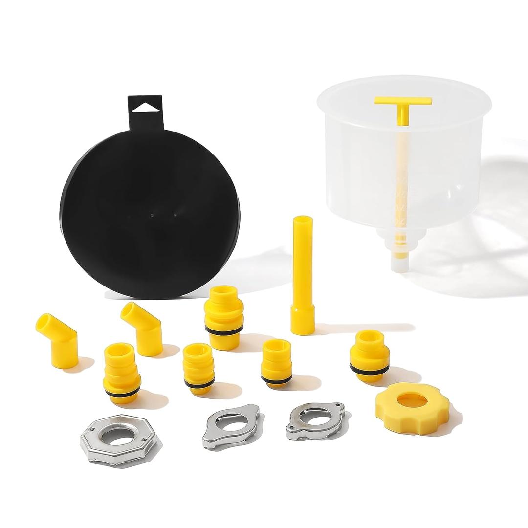 15 PCS Universal No Spill Coolant Funnel Kit, Radiator Funnel Burping kit, Spill Proof Design for Easy Coolant Refills, Includes Extra Adapters and Funnels for All Vehicle Types Translucent