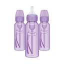 Dr. Browns Natural Flow Anti-Colic Options+ Narrow Baby Bottles 8 oz/250 mL, with Level 1 Slow Flow Nipple, 3 Pack, Purple, 0m+