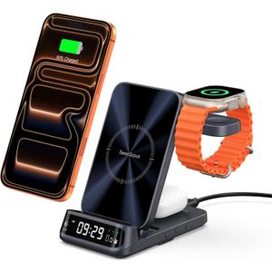 Wireless Charger for iPhone Air/17/16/15/14/13/12 Series, 3 in 1 Charging Station for Apple Watch 10/9/8/7/6, Ultra 2/Ultra, for AirPods Pro 3/Pro 2/4/3, SwanScout 708A (NO Adapter)
