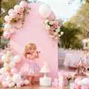 7.2FT Baby Pink Arch Cover,Spandex Fitted Wedding Arch Stand Covers Round Top Chiara Backdrop Cover for Birthday Party Ceremony Banquet Decoration