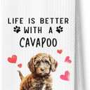 Cavapoo Dog Kitchen Towels, Cavapoo Gifts for Women Dish Tea Towels for Kitchen Decor, Dog Lovers Mom Gifts Decorative Hand Towel for Bathroom, 16x24 Inches
