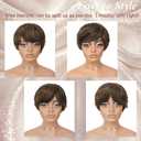 RUWISS Pixie Cut Human Hair Wig Short Wigs for Black Women with Bangs, Natural Layered Wavy Wig, Glueless, 1B/30#