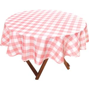 Hiasan Checkered Round Tablecloth 90 Inch - Waterproof Stain and Wrinkle Resistant Washable Fabric Table Cloth for Dining Room Party Outdoor Picnic, Pink and White Hiasan Checkered Round Tablecloth 90 Inch - Waterproof Stain and Wrinkle Resistant Washable Fabric Table Cloth for Dining Room Party Outdoor Picnic, Pink and White