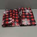 Misaya Rectangle Vinyl Tablecloth, Fitted Table Cover, Waterproof, Elastic Edge, Flannel Backing, Plastic Table Cloth Fit 8 Foot Folding Tables for Christmas Dinner (Buffalo Snowflakes, 30x96 Inch) (Red and Black)