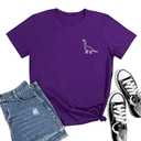ROSEPARK Women Dinosaur Graphic Tee Teen Girl Cute T Shirt Purple XX-Large