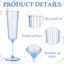 48 Pack Plastic Champagne Glasses Blue Unbreakable Ribbed Champagne Flutes Detachable 5.5 Oz Disposable Stemware Glasses Wine Toasting Cups for Wedding Bridal Shower Gifts Bridal Shower Housewarming