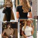 3 Pack Women Mock Turtleneck Shirts Short Sleeve Ribbed Lightweight Basic Layering Cotton Tops Slim Fit Tunic Tees