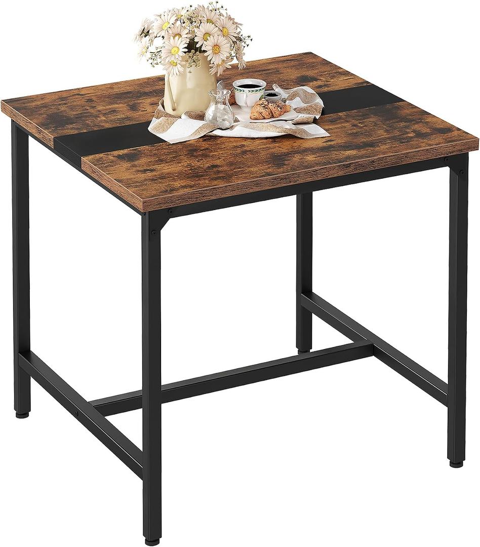 CHOEZON Square Kitchen Dining Table, 29.5'' Dining Table, Small Dining Tables, Writing Desk, Coffee Tables, for Restaurant, Living Room, Apartment, Rustic Brown and Black TCZ02BF