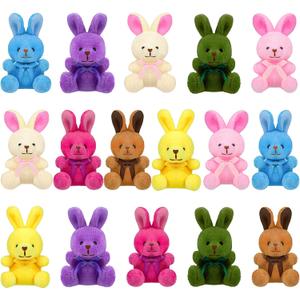 Elcoho 16 Pack Easter Plush Bunnies Stuffers Bunny Plush Bunny Animals Easter Baskets Filler Easter Party Favor