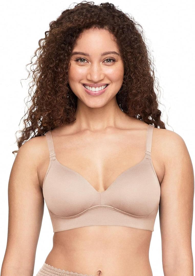 Warner's Women's Blissful Benefits Convertible Pure Bliss Comfort Wire-Free Longline Bra (Beige, 34D)