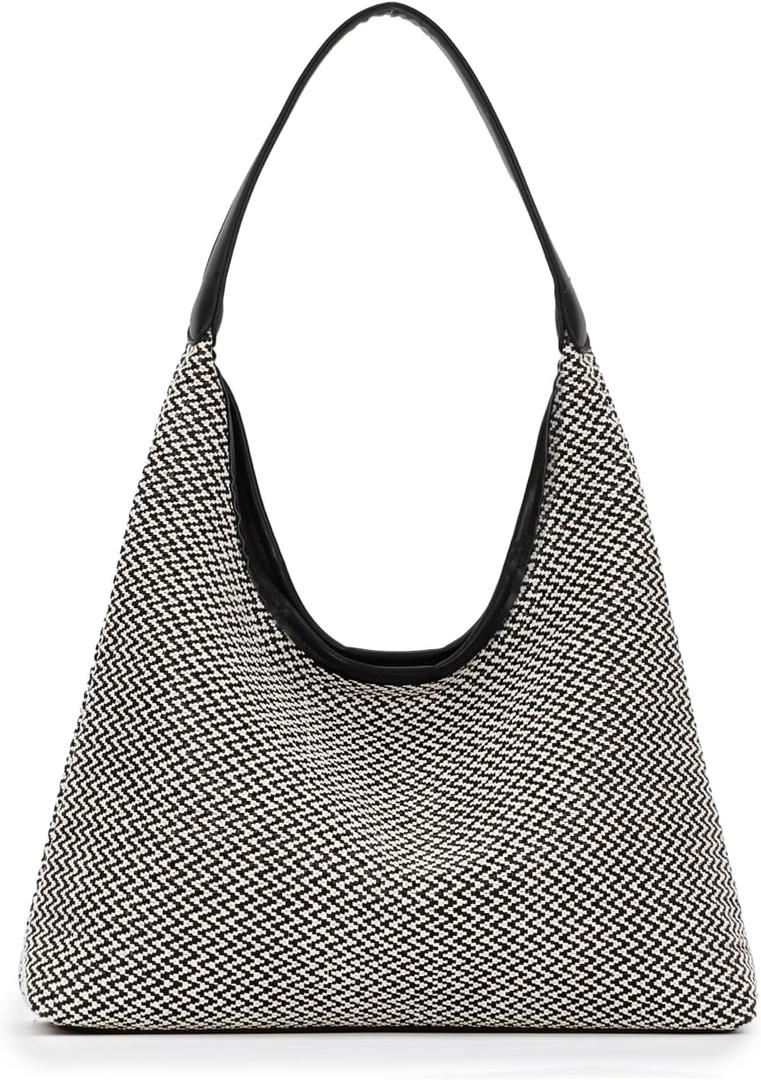 Oweisong Stripe Beach Bag for Women Summer Woven Straw Tote Handbag | Colorful Woven Hippie Purse for Vacation