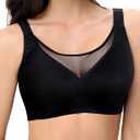 YBCG Wireless Bra Comfortable Seamless Lightly Padded Supportive Full Coverage Everyday Bras for Women (X-Large, Black)