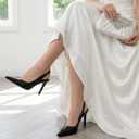 heelchic Slingback Heels for Women Pointed Toe Stiletto Heel Closed Toe Pumps Slip on High Heels 2.95 inch Dress Pumps