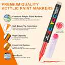 72 Colors Soft Brush Tip Acrylic Markers Set, Paint Pens for Rock, Wood, Fabric, Canvas, Glass, DIY Crafts, Waterproof Paint Markers, Vibrant Acrylic Pens for Artists and Art Projects