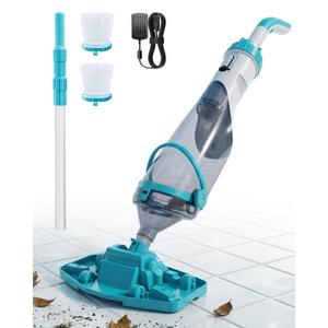 Saker Handheld Pool Vacuum with Telescopic Pole, Cordless Pool Cleaner 4200 L/H Powerful Suction, 60 Min Runtime, Rechargeable Vacuums for Above Ground Pools, Inground Pools, Spas & Hot Tubs