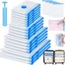 Vacuum Storage Bags for Clothing Comforters and Blankets, Space Saver, Travel Bag for Luggage (Clear, 21)