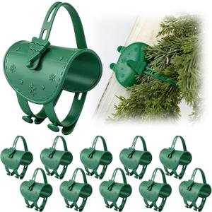 12 Pcs Christmas Railing Protection Garland Ties for Banister Holiday Silicone Garland Ties with Padding Prevents Scratches Wreath Hanging Fasteners for Staircase Seasonal Decor (Green)