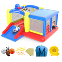 PicassoTiles Inflatable Jump Slide Dunk Bounce House (KC102) sets up in under 2 minutes for fast, active outdoor play. With a built in basketball rim, 4 sports balls, and a retractable shade cover, kids can slide, dunk, and stay protected while enjoying summer fun anywhere.