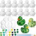 Simgoing 17 Pcs Irish Ceramics to Paint Ready to Paint Your Own Ceramic Shamrock Duck Statues Unpainted Ceramics Paintable Figurines Kit Crafts with Brush Palette for St. Patrick's Day