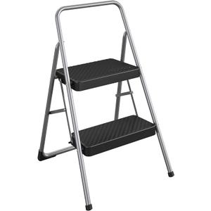 CoscoProducts COSCO 11137PBL1E 2 Household Folding Step Stool, ANSI Type 3, 200 lb Weight Capacity, Platinum
