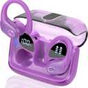 Wireless Earbuds 75hrs Bluetooth 5.4 Headphone Sport, 2026 Bluetooth Earbuds Stereo Deep Bass Over Ear Bud with Earhooks, ENC Noise Cancelling Mic, IPX7 Waterproof Earphone for Gym/Workout, Purple