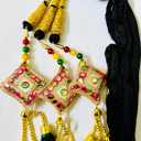 Women Patiala Shahi Handmade Paranda/Parandi Traditional Hair Accessory Braid Tassles/Hair Extension/Choti (Black with Golden Color Hangings), For Indian Wedding