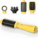 IG INGLAM Hair Dryer Brush, 4-in-1 Detachable Blow Dryer Brush, Ionic Diffuser Hair Dryer & Styler Volumizer with Oval Titanium Barrel, One-Step Hot Air Blowout Styler, Yellow