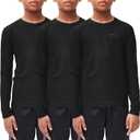 DEVOPS Youth Boys 3 Pack Compression Athletic Performance Baselayer Long Sleeve Shirts (Black, XL)