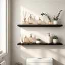 24 Inch Rustic Wood Floating Shelves Farmhouse Wooden Wall Shelves for Bathroom Bedroom Living Room Kitchen Office Set of 4 Brown