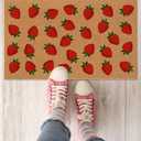 Haukea Cute Strawberry Door Mat Outdoor Aesthetic Welcome Mats for Front Door Cute Door Mat Outside Entrance Non Slip Door Mats for Outside Entry Porch Back Door Home Decor, Strawberry