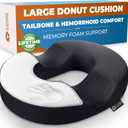 5 STARS UNITED Donut Pillow Hemorrhoid Tailbone Cushion  Large Cushion for Pain Relief  Coccyx, Prostate, Sciatica, Pelvic Floor, Pressure Sores, Pregnancy, Postpartum Recovery, Black