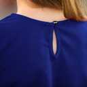 GORLYA Girl's Puff Sleeve Casual Solid T-Shirt Pullover Keyhole Back Blouse Tops for 4-14T Kids (Blue-long Sleeve)