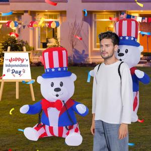 3ft Inflatable Bear Backpack, a Holiday Celebration Decoration That Can be Carried On The Body, Suitable for Independence Day and Memorial Day