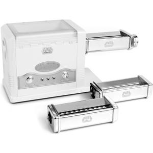 MARCATO Made in Italy Pasta Fresca 110V Electric Kneading & Pasta Machine. Includes lasagna, fettuccine, tagliolini attachments. Kneads bread dough, pizza dough, shortcrust pastry, 31 x 16 x 21 cm