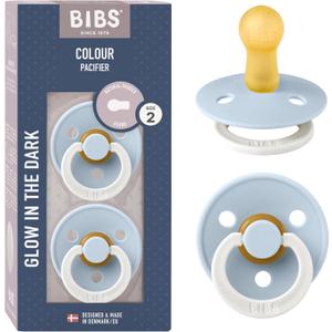 Bibs Pacifiers Color Collection, Set of 2 BPA-Free Latex Pacifiers Made in Europe, Round Nipple Baby Pacifier.