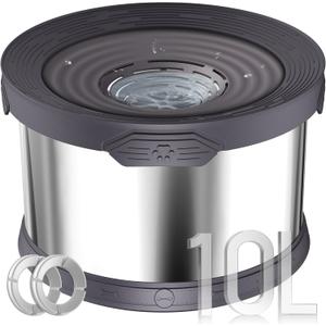 UPSKY Dog Water Bowl No Spill 10L Stainless Steel, 2.6 Gallon Large Capacity Spill-Proof Dog Bowls, Non-Slip Slow Drinking Anti-Splash Bowl for Large Messy Drinkers, No Mess Indoor/Outdoor Use, Gray (Grey)