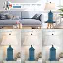 Set of 2 Table Lamps for Living Room Bedrooms, Coastal Nautical Navy Blue Bedside Nightstand Lamp with 2 USB Ports 1 AC Outlet, 3-Color Temperature Farmhouse Beach End Tables Lamp with LED Bulbs