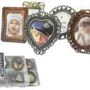 Pofectsty 4 Pcs One-Inch Vintage Picture Frame, Assorted Colors Tiny Metal DIY Photo Frames, 1" x1 1/2" Antique Mini Picture Frame (Random Colors Random Shapes)