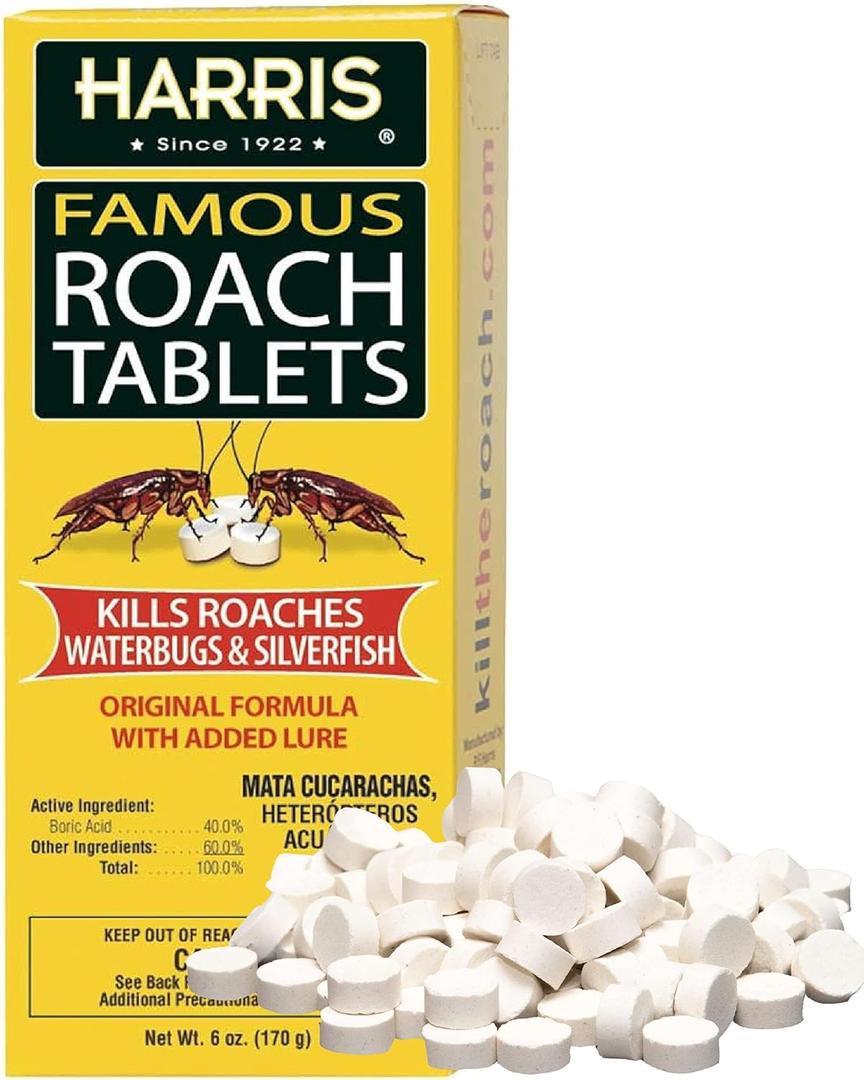 Harris Roach Tablets, Boric Acid Roach and Insects Killer with Lure, Alternative to Bait Traps (6oz, 145 Tablets), Yellow