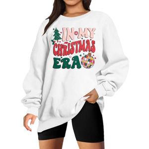 BANGELY Christmas Sweatshirts Women Oversized In My Christmas Era Sweatshirt Christmas Vacation Shirt Xmas Pullover Tops (White, XL)