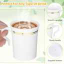48 Pcs Plastic Coffee Cups with Rim, 8 oz Disposable Coffee Mugs with Handle Disposable Tea Cups Espresso Beverage Plastic Mugs for Wedding (White, Gold)