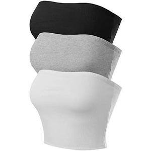 MixMatchy Women's Strapless Tube Tops Basic Bandeau Crop Sleeveless Backless Casual Sexy Going Out Tops Summer 2025 pack of 2
