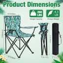 4 Pcs Floral Folding Chairs for Outside, Camping Chairs Set, Portable Lawn Chair with Armrests & Carry Bags, Outdoor Travel Lightweight Folding Chair for Picnic & Beach(Tropical Green), 19.7 x 19.7 x 31.5 inches