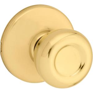 Kwikset Tylo Interior Passage Door Knob, Handle For Closet and Hallway Doors, Non-Locking Doorknob in Polished Brass (1 Count (Pack of 1))