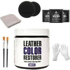 Leather Hero Leather Color Restorer for Couches, Leather Scratch Remover, Leather Couch Scratch Repair for Furniture and Car Seats - Complete Kit, Non-Toxic, Made in The USA (White)