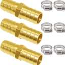 Joywayus 3PCS Solid Brass 5/8" Hose Repair Connectors with Stainless Steel Clamps Small Garden Water Hose End Parts Repair Kit Fitting