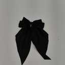 Women Bowknot Hair Clip,Vintage Satin Bow Barrette Hairclip Long Tail Headwear Hair Accessories for Ladies Big Bowknot Hairpin (Black)