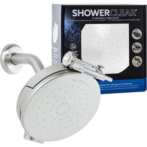 Shower Clear-The Worlds Only Cleanable Shower Head with Patented Open-Clean Design to Reduce Moisture and Buildup, High Pressure Flow, Universal Fit -Nickel (1.1 lbs, 5.5 inches)