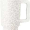 Simple Modern 30 oz Trek Tumbler with Handle and Straw Lid | Cup Holder Friendly Insulated Stainless Steel Travel Mug | Cream Leopard