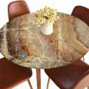 Onyx Marble Round Tablecloth Elastic Edged Brown Washable Reusable Tablecloths for Kitchen Picnic Party 40-44 inch